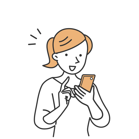 スマホを触る女性のイラスト