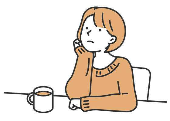 頬杖をつく女性のイラスト